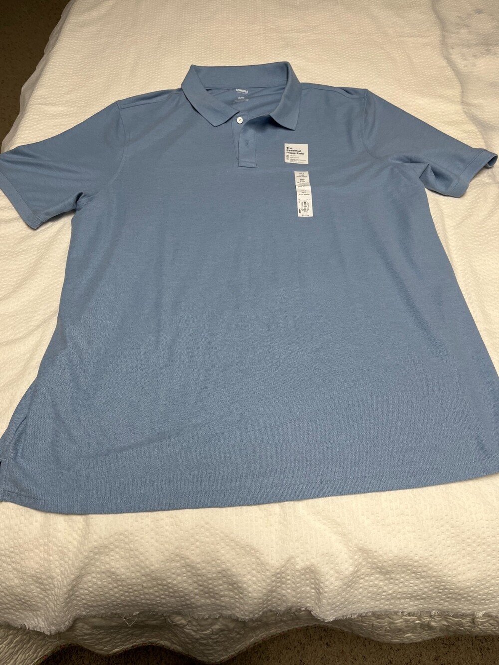NWT Sonoma Pique Polo Shirt Mens 2XB Big/Tall Solid Golf Light Blue